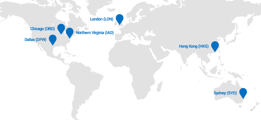 Map of RackSpace Data Centers